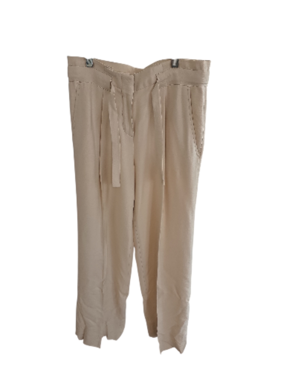 BCBGMaxAzria Light Beige Paperbag Waist Trousers